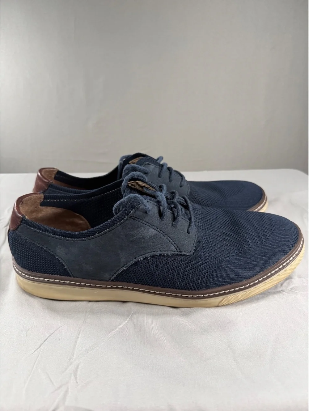 J&M Men's Navy Blue Sheepskin Casual Shoes Size 10